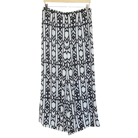 PHILOSOPHY Geometric Print Black and White Wide Leg Palazzo Pants Size 8 - Picture 3 of 9